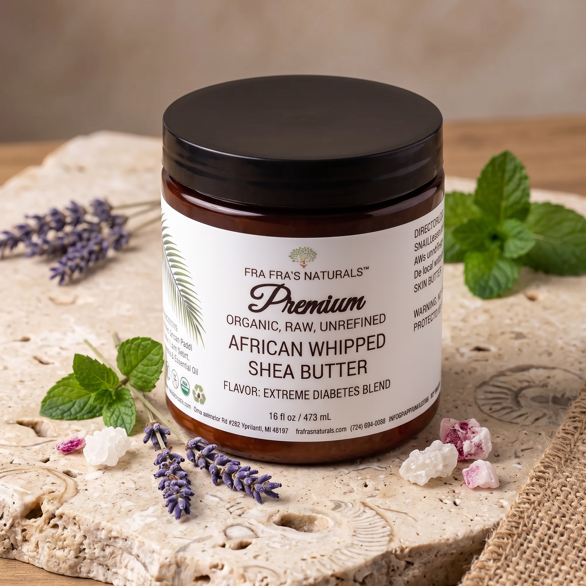 Fra Fra's Naturals | Premium EXTREME Diabetes Blend Whipped Shea Butter - 16 oz