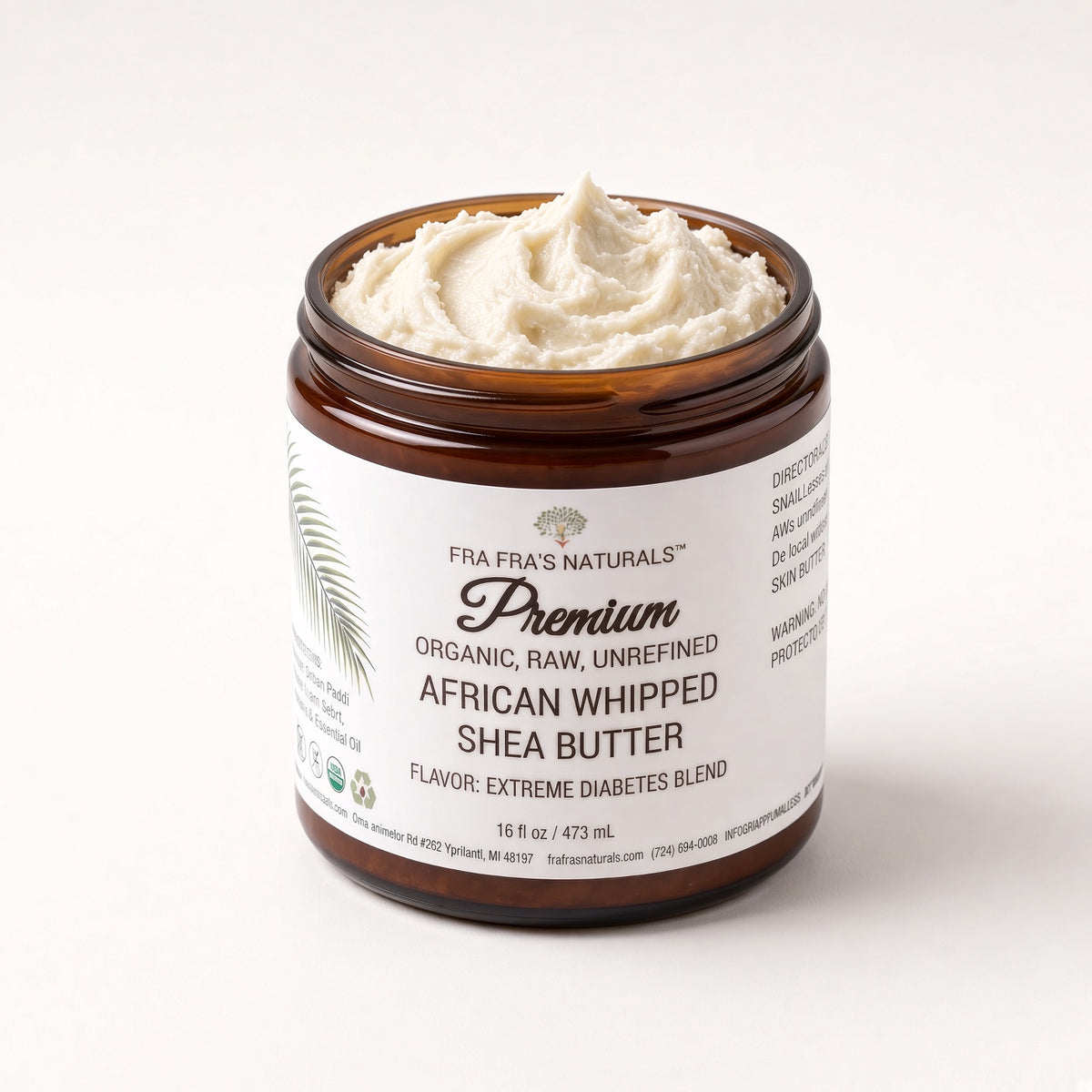 Fra Fra's Naturals | Premium EXTREME Diabetes Blend Whipped Shea Butter - 16 oz
