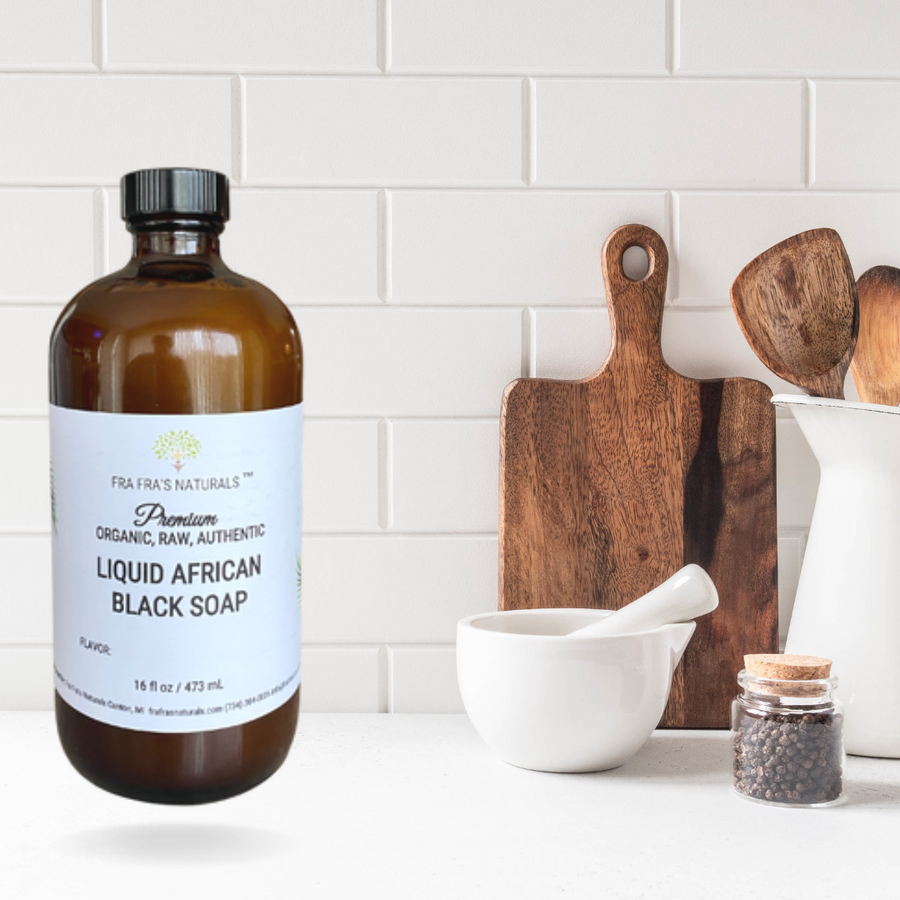 Fra Fra's Naturals | Premium Appetite Suppressant Liquid African Black Soap Blend -16 oz